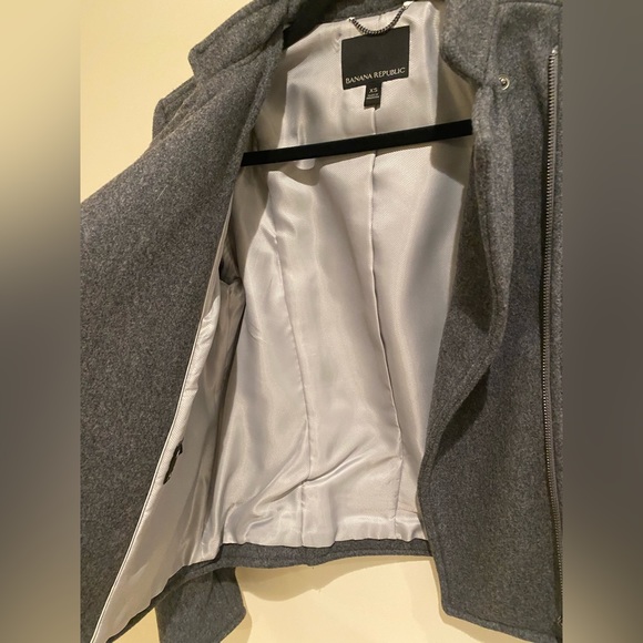 Banana Republic Italian Melton Moto Jacket Dark Charcoal Gray - Picture 4 of 12